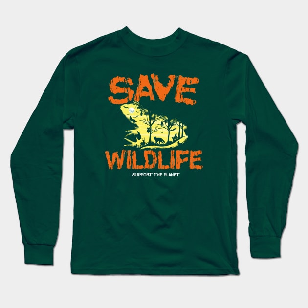 Save Wildlife Long Sleeve T-Shirt by EddieBalevo